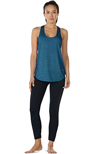 icyzone Camiseta sin Mangas de Fitness para Mujer Racerback Chaleco Deportivo, Pack de 2 (M, Negro/Mezclilla)