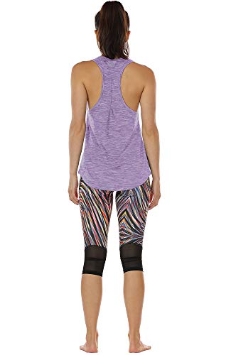 icyzone Camiseta sin Mangas de Yoga para Mujer Chaleco Deportivo (M, Lavanda)