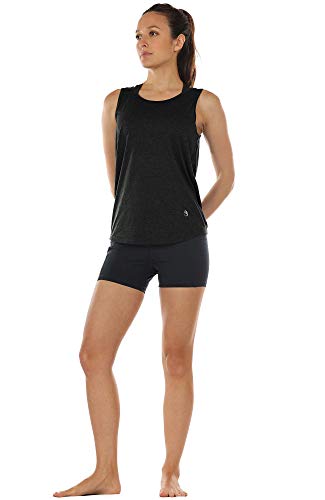 icyzone Chaleco Deportivo y Ocio de Espalda Abierta para Mujer (M, Negro)