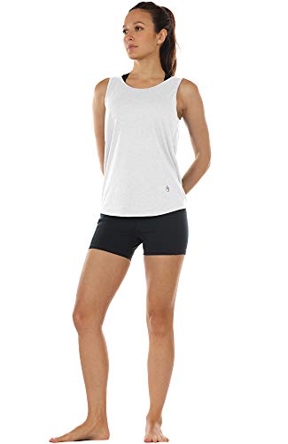 icyzone Chaleco Deportivo y Ocio de Espalda Abierta para Mujer (S, Blanco)