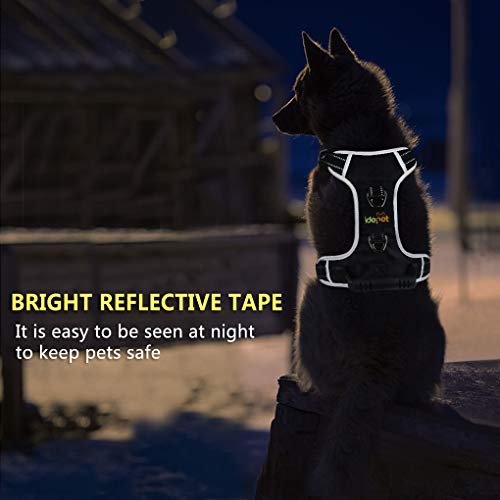 Idepet Arnés para Perros sin tirón con manija Chaleco para arnés Reflectante Ajustable para Mascotas Control fácil para Perros pequeños medianos Grandes Entrenamiento Caminata