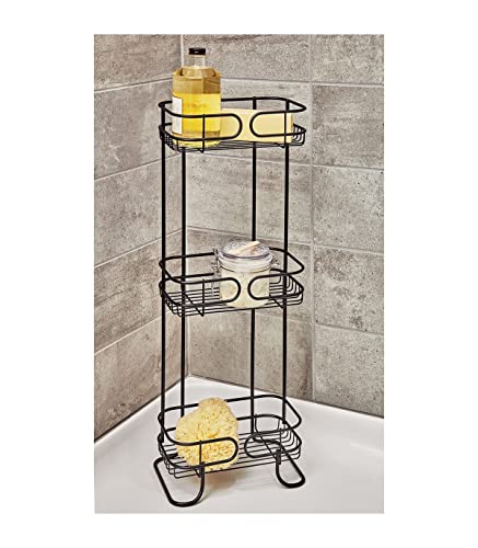 iDesign Neo Estantería, mueble de baño autónomo en metal, con tres estantes de ducha para gel y champú, negro mate, 25.4 x 16.5 x 66.7 cm