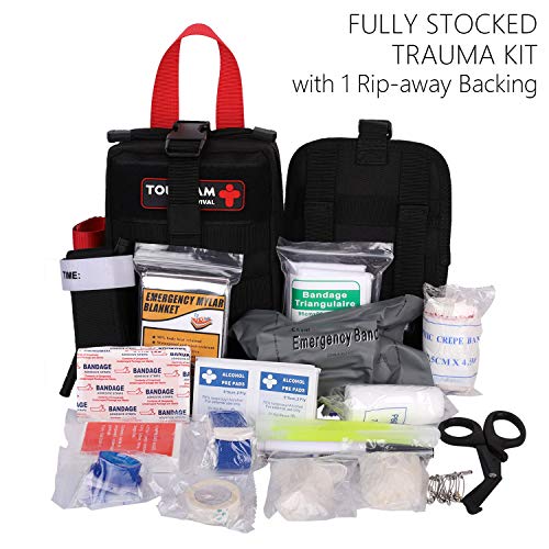 IFAK Med Trauma Kit, Molle Tactical Emergency First Aid Kit Survival Military, Rip-Away Field Dressing Kit con torniquete para acampar, senderismo, Bug Out