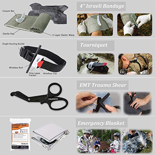 IFAK Med Trauma Kit, Molle Tactical Emergency First Aid Kit Survival Military, Rip-Away Field Dressing Kit con torniquete para acampar, senderismo, Bug Out