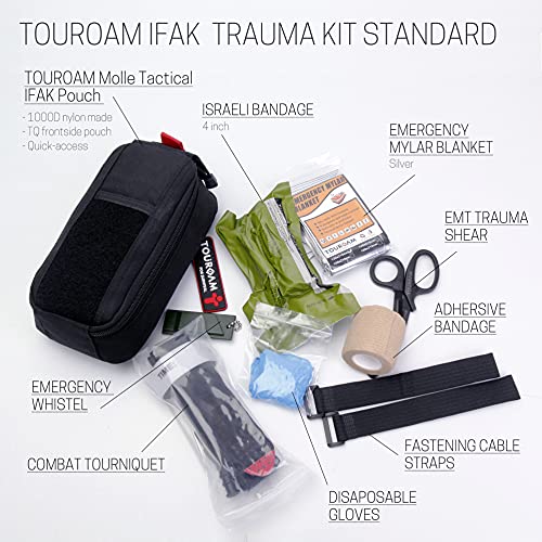 IFAK Trauma First Aid Kit - EDC Tactical Molle Medic Pouch, Supervivencia de emergencia Miltary Bleeding Contorl Med Bag para Camping Senderismo Bushcraft