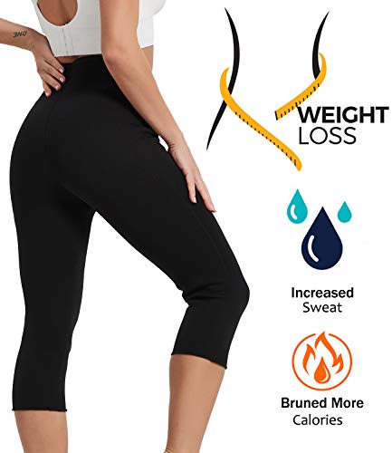 IFLOVE Pantalones de Adelgazamiento para Mujer, Neopreno para pérdida de Peso, Quema de Grasa, Sudor, Sauna, Capris, moldeadores de Leggings (M)