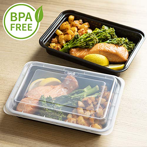 Igluu Meal Prep - Recipientes de 1 Compartimento para comida de Plástico Sin BPA con Tapas Herméticas - Apilables y Reutilizables - Aptos para Microondas, Congelador y Lavavajillas - Set de 10