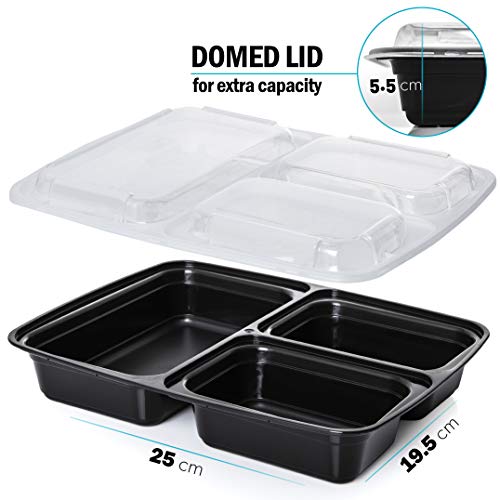 Igluu Meal Prep - Recipientes de 3 Compartimentos para comida de Plástico Sin BPA con Tapas Herméticas - Apilables y Reutilizables - Aptos para Microondas, Congelador y Lavavajillas - Set de 10