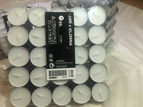 Ikea GLIMMA – Velas sin Aroma, Blanco, 100 Count