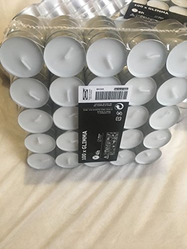 Ikea GLIMMA – Velas sin Aroma, Blanco, 100 Count