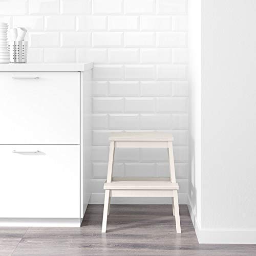 Ikea Tritthocker in weiß aus Massivholz Bekväm-Taburete de Madera Maciza, Color Blanco, 50 cm