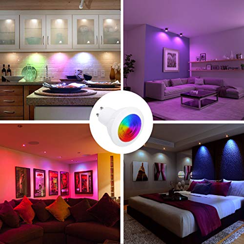 iLC Bombilla LED Foco GU10 Colores RGBW Bombillas spot Cambio de Color Regulable Blanco Cálido 2700k Casquillo - RGB 12 Colore - Control remoto Incluido - Equivalente de 40 Watt (Pack de 4)