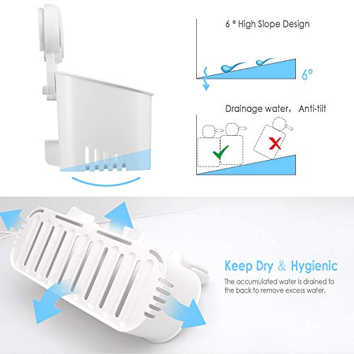 ilikable Estante de Ducha Baño con Ventosa, Impermeable sin Taladro, Organizador de Almacenamiento para Accesorios de Baño, Cocina, Champú, Acondicionador, Maquinillas de Afeitar, Jabón, Blanco