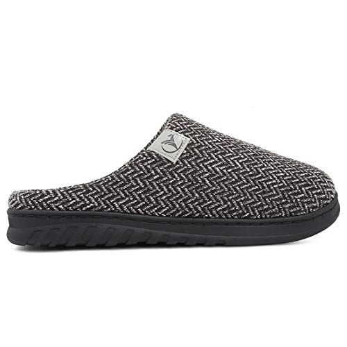 incarpo Zapatillas Casa Hombre Antideslizante de Interior y Exterior Pantuflas Vellón de Coral Cálido y Confortable Zapatillas,Negro,44/45 EU