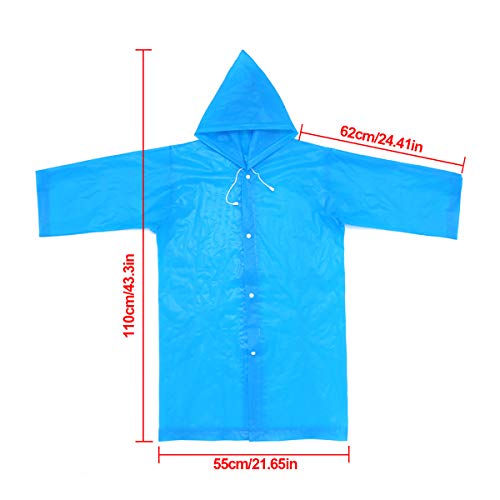 Infantiles Impermeable Chubasquero, EVA Chaqueta Poncho de Lluvia con Capucha para Niños Niñas, Ropa Traje de Lluvia, Reutilizable Rain Coat para al Aire Libre Alpinismo Ciclismo Cámping (Azul)