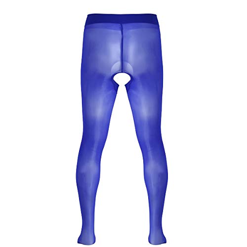 inhzoy Los Hombres Seda de Hielo Pantys Enterpierna Abierto Pantyhose Elásticas Medias Sexy Leggings para Chicos Azul One Size