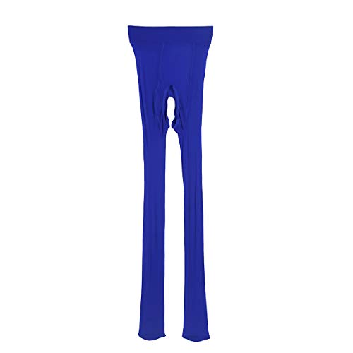 inhzoy Los Hombres Seda de Hielo Pantys Enterpierna Abierto Pantyhose Elásticas Medias Sexy Leggings para Chicos Azul One Size