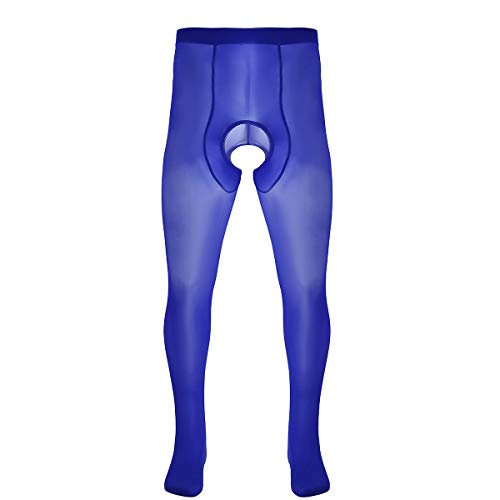 inhzoy Los Hombres Seda de Hielo Pantys Enterpierna Abierto Pantyhose Elásticas Medias Sexy Leggings para Chicos Azul One Size