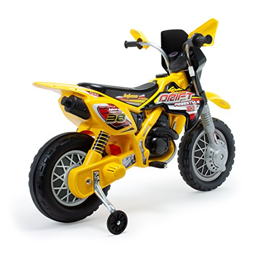 INJUSA - Moto Cross Thunder Max a Batería 12V con Acelerador en Puño y Bandas de Goma en las Ruedas Recomendada a Niños +3 Años