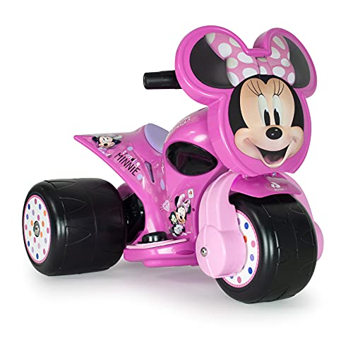 INJUSA - Trimoto Samurai Minnie Mouse 6V Rosa con Pedal Acelerador y Decoración Permanente Recomendada para Niños +12 Meses