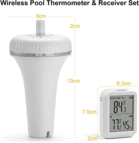 Inkbird IBS-P02R Termómetros para Piscinas con Transmisor Inalámbrico+Receptor Monitor de Temperatura y Humedad, Termómetro Flotante para Piscinas Interior y Exterior, Acuario, Spa y Jacuzzis