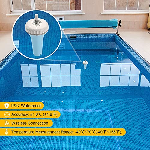 Inkbird IBS-P02R Termómetros para Piscinas con Transmisor Inalámbrico+Receptor Monitor de Temperatura y Humedad, Termómetro Flotante para Piscinas Interior y Exterior, Acuario, Spa y Jacuzzis