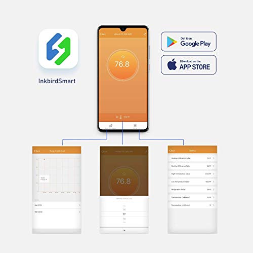 Inkbird ITC-308 WiFi Termostato Digital 220V, App Control Remoto la Temperatura Rango de Calentador y Enfriador para Acuarios, Cerveza Casera, Planta de Invernadero, Eclosión de Animales