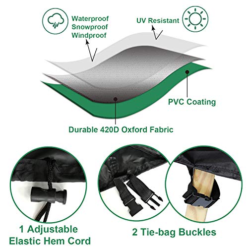 INMUA Funda para Sillas Apilables, Funda Apilable para Silla de Jardín Impermeable, Resistente al Viento, Anti-UV, Telas Oxford 420D Resistente (65 x 65 x 80/120 CM)