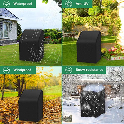 INMUA Funda para Sillas Apilables, Funda Apilable para Silla de Jardín Impermeable, Resistente al Viento, Anti-UV, Telas Oxford 420D Resistente (65 x 65 x 80/120 CM)