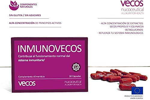 INMUNOVECOS - Evita resfriados y aumenta tu sistema inmunologico - 30 Cápsulas por Unidad - Aumenta tus defensas con equinacea propolis vitamina C y Betaglucanos