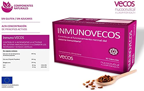 INMUNOVECOS - Evita resfriados y aumenta tu sistema inmunologico - 30 Cápsulas por Unidad - Aumenta tus defensas con equinacea propolis vitamina C y Betaglucanos