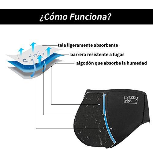 INNERSY Bragas Menstruales Absorbentes de Mujer para Período Algodón Pack de 3 (3XL-EU 48, 3 Negro)