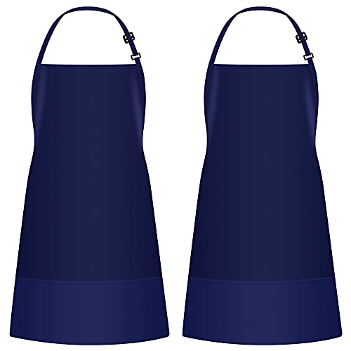 InnoGear 2 Piezas Delantales Ajustables con 3 Bolsillos, Unisex, para Cocina Casera, Barbacoa, Restaurante, Cafetería (Azul Marino, Poliéster Grueso)