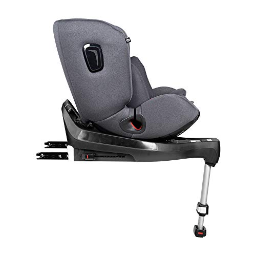 Innovaciones MS Roma 1843 - Silla de Coche Grupo 0/1/2/3 (0-36Kg), Giratoria 360 y Pata de Apoyo, Gris