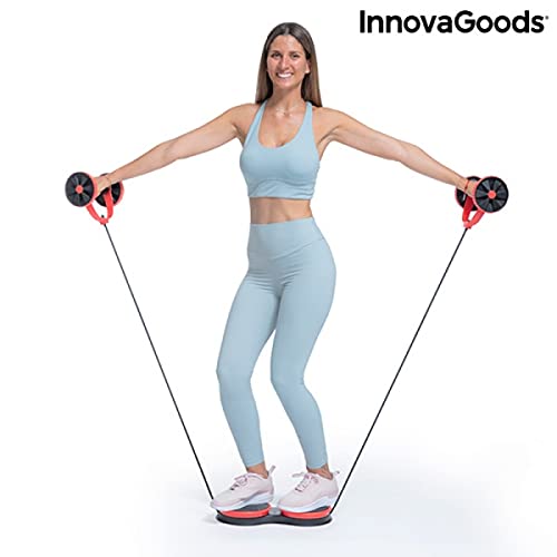 InnovaGoods | Rodillo Abdominal con Discos giratorios, Bandas elásticas TWABANARM | Incluye guía de Ejercicios