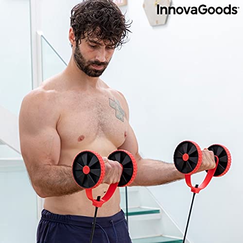 InnovaGoods | Rodillo Abdominal con Discos giratorios, Bandas elásticas TWABANARM | Incluye guía de Ejercicios