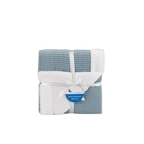 Interbaby Manta Nido de Abeja con borreguito para bebés en color azul petróleo