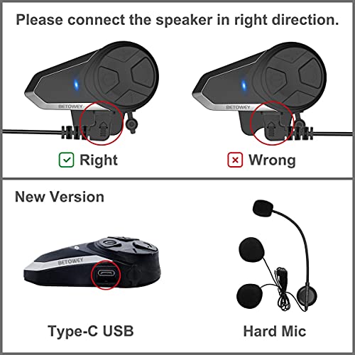 Intercomunicador Casco Moto, BETOWEY BT-S3 Bluetooth Auriculares Manos Libres para Casco Moto (2*BT-S3)