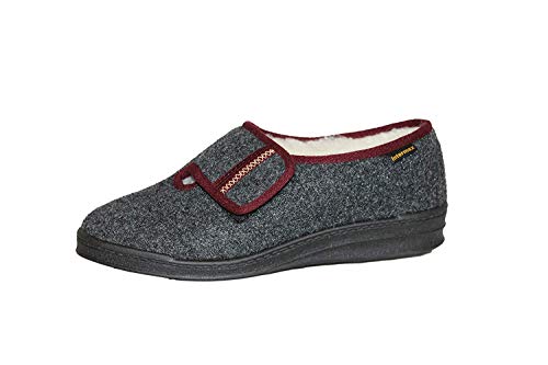 Intermax - Zapatillas de ir por casa para mujer con cierre de velcro, color gris, talla 37