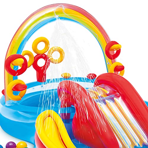 Intex 57453NP - Centro juegos hinchable arcoiris 297 x 193 x 135 cm, 206 y 175 litros