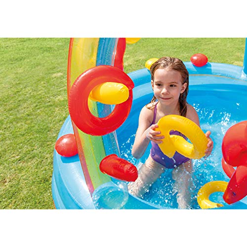 Intex 57453NP - Centro juegos hinchable arcoiris 297 x 193 x 135 cm, 206 y 175 litros