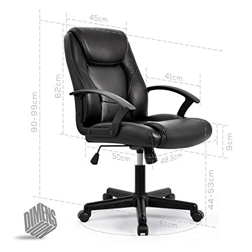 IntimaTe WM Heart Silla de Oficina, Silla de Escritorio Ergonómica, Silla Giratoria de Oficina de Altura Ajustable, PU Resistente (Negro)