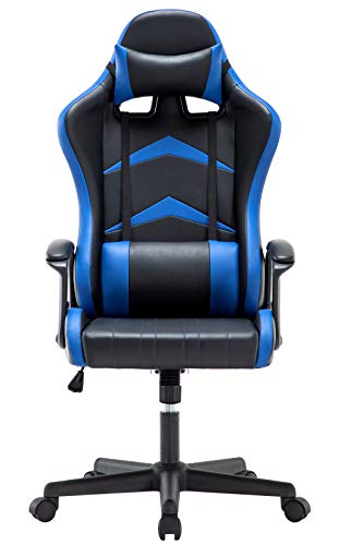 IntimaTe WM Heart Silla Gaming con Respaldo Alto Cojín Lumbar & Cabeza Almohada, Altura Ajustable 360° Giratorio y Reposabrazos Fijos (Azul)