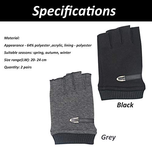 INTVN Guantes de Invierno sin Dedos 2 Pares Guantes sin Dedos Hombre Unisex Hombre Mujer(Negro y Gris)