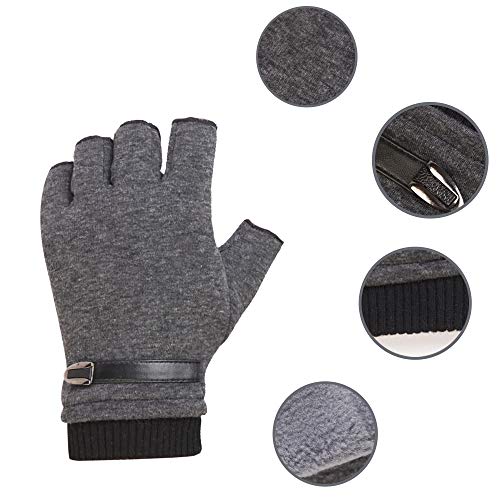 INTVN Guantes de Invierno sin Dedos 2 Pares Guantes sin Dedos Hombre Unisex Hombre Mujer(Negro y Gris)