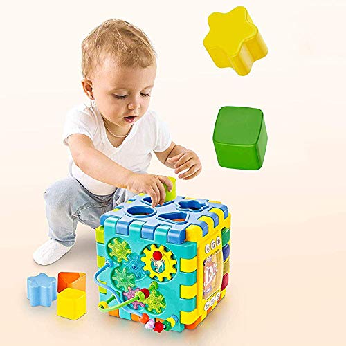 INvench Música Cubo Centro de Actividades - Ligero 6 en 1 Habilidades Motoras Juguetes educativos con luz de Sonido de 1 Años Regalo para bebés Niños