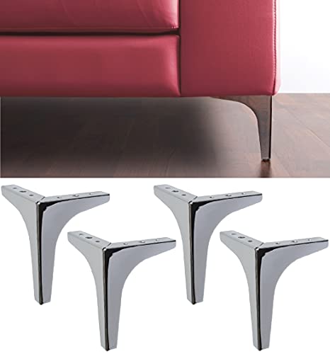 IPEA 4 Patas para Muebles y sofás Modelo Meta - Juego de 4 Patas de Hierro - Patas de diseño Elegante para sillones y armarios - Color Cromado - Altura 150 mm