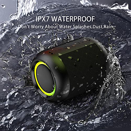 IPX7 Altavoz Bluetooth portátil a Prueba de Agua Altavoz inalámbrico Estéreo HD y Sonido Envolvente de 360 °, Reproducción de 24 Horas para Viajes y Exteriores