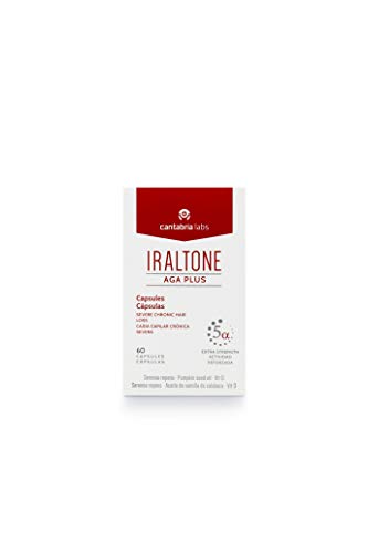 Iraltone Aga Plus Capsulas - Complemento Alimenticio para el Manejo de la Caída Capilar Crónica Severa, Sin Color, 60 Capsulas, 133 Gramos