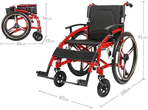 IREANJ Ruedas de aleación de Aluminio con Silla de Ruedas for los Ancianos, discapacitados Plegable de la Carretilla Scooter, Adaptada for minusválidos, los Ancianos Anciano